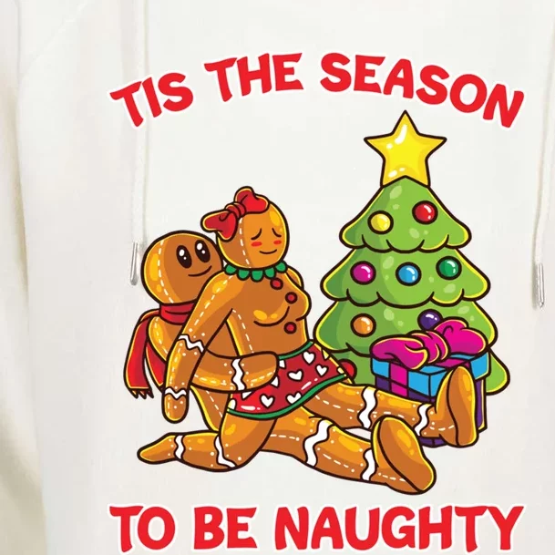 Tis The Season To Be Naughty Humping Gingerbread Love Couple Funny Gift Womens Funnel Neck Pullover Hood