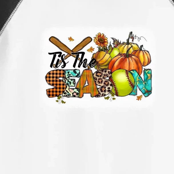 Tis The Season Softball Meaningful Gift Fall Autumn Season Gift Toddler Fine Jersey T-Shirt