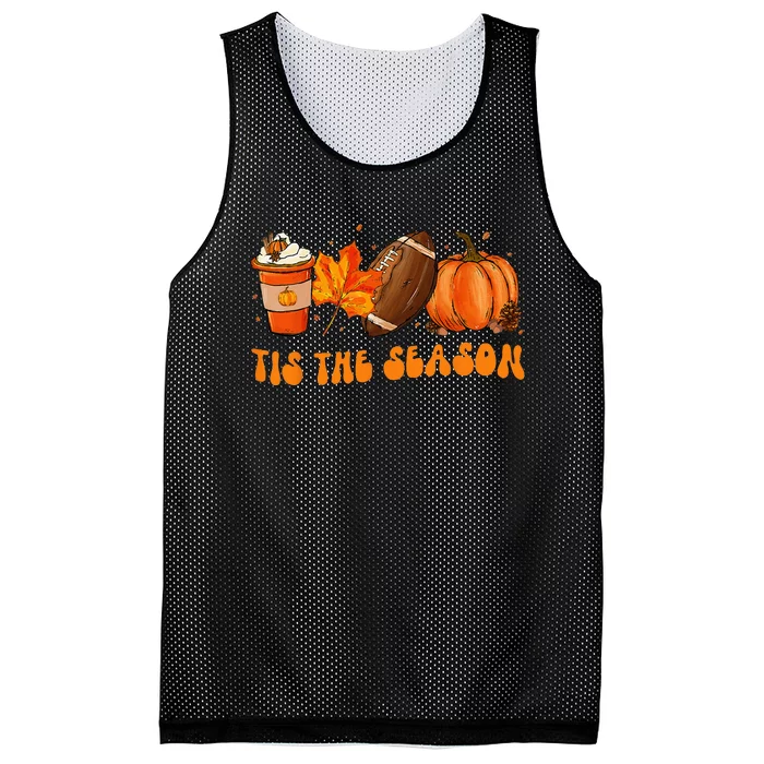 Tis The Season Football Football Fall Thanksgiving Mesh Reversible Basketball Jersey Tank