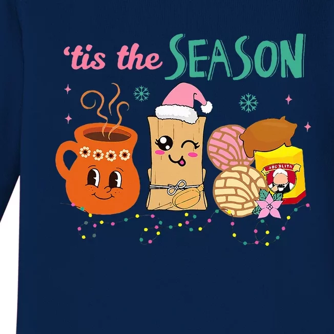 Tis The Season Concha Pan Dulce Tamales Mexican Christmas Baby Long Sleeve Bodysuit