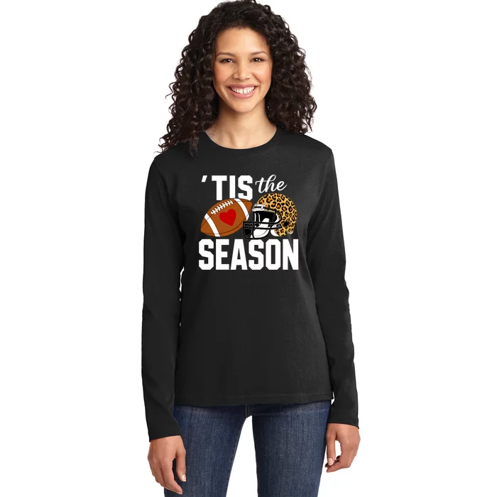 Tis The Season Football Graphic Ladies Long Sleeve Shirt