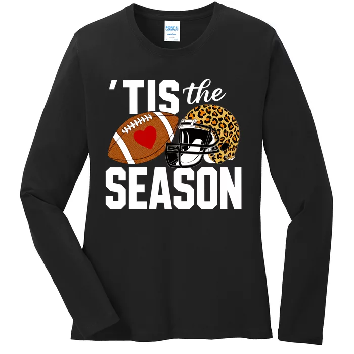 Tis The Season Football Graphic Ladies Long Sleeve Shirt