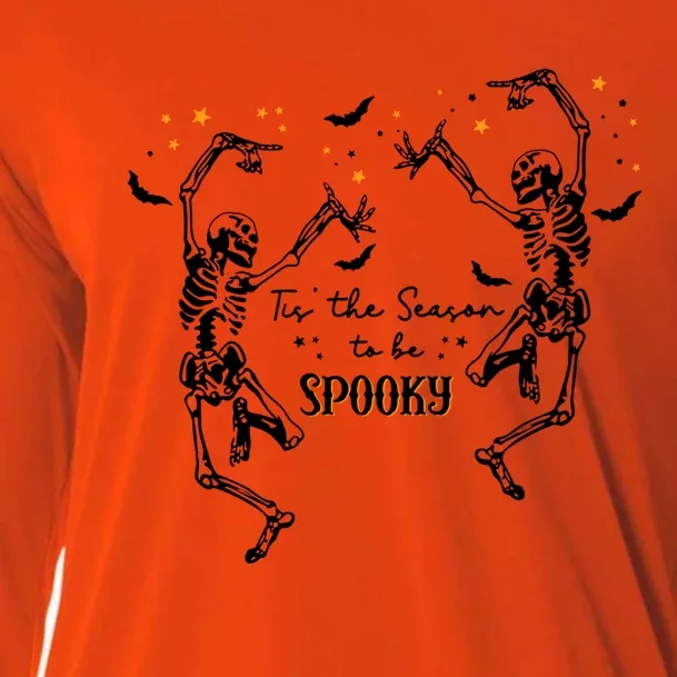 Tis The Season To Be Spooky Fall Halloween Dancing Skeleton Gift Cooling Performance Long Sleeve Crew