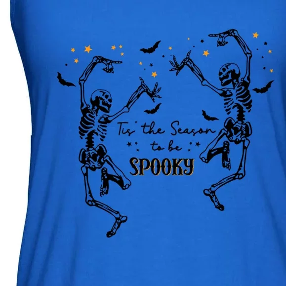 Tis The Season To Be Spooky Fall Halloween Dancing Skeleton Gift Ladies Essential Flowy Tank