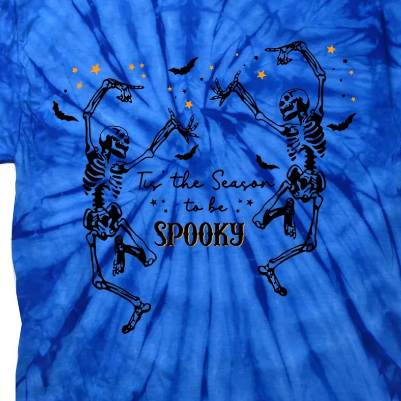 Tis The Season To Be Spooky Fall Halloween Dancing Skeleton Gift Tie-Dye T-Shirt