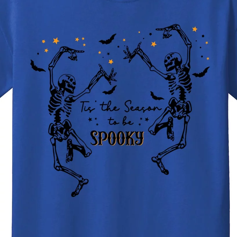 Tis The Season To Be Spooky Fall Halloween Dancing Skeleton Gift Kids T-Shirt