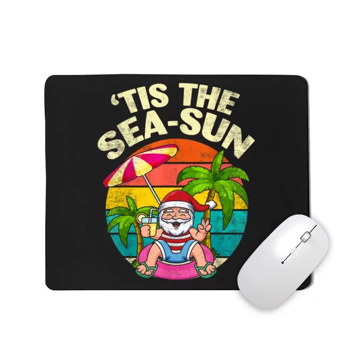 Tis The Sea Sun Santa Beach Summer Christmas In July Summer Mousepad