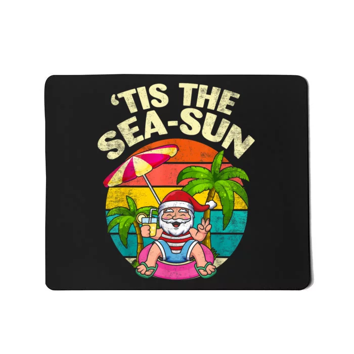 Tis The Sea Sun Santa Beach Summer Christmas In July Summer Mousepad