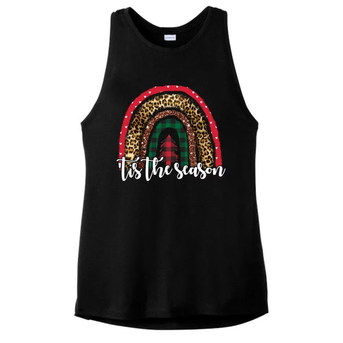 Tis The Season Holiday Rainbow Cute Christmas Ladies Tri-Blend Wicking Tank