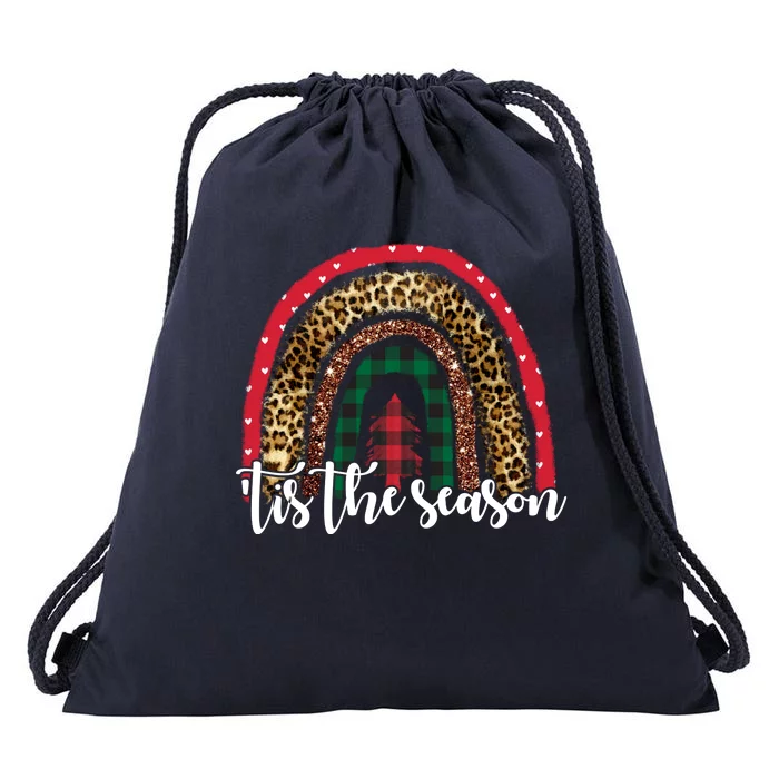 Tis The Season Holiday Rainbow Cute Christmas Drawstring Bag