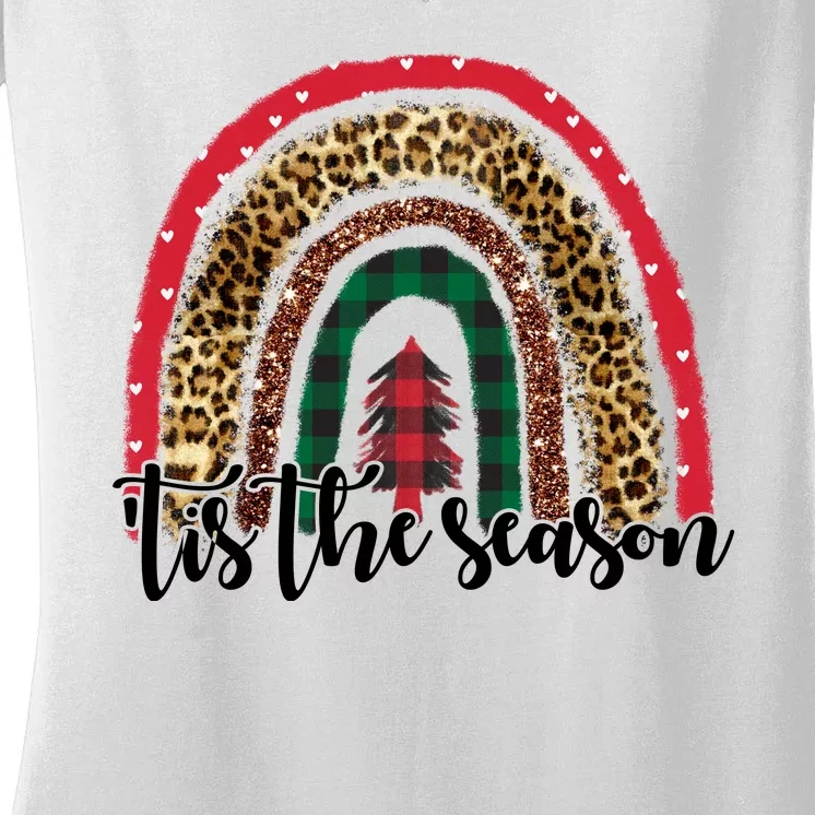 Tis The Season Holiday Rainbow Cute Christmas Women's V-Neck T-Shirt