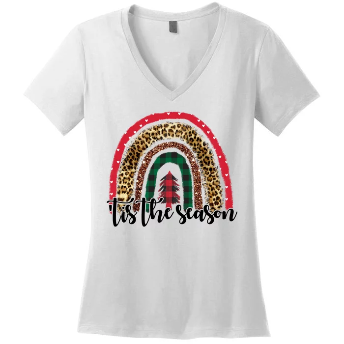 Tis The Season Holiday Rainbow Cute Christmas Women's V-Neck T-Shirt