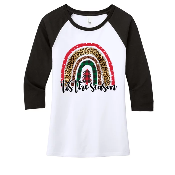 Tis The Season Holiday Rainbow Cute Christmas Women's Tri-Blend 3/4-Sleeve Raglan Shirt