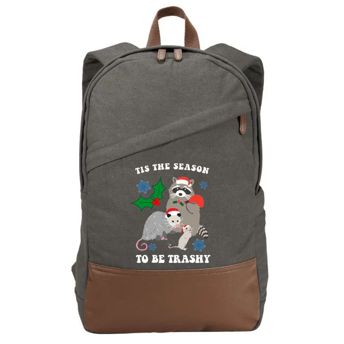 Tis The Season To Be Trashy Funny Raccoon Christmas Cotton Canvas Backpack