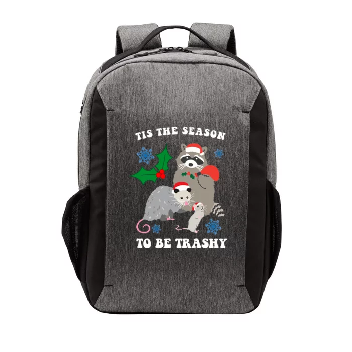 Tis The Season To Be Trashy Funny Raccoon Christmas Vector Backpack