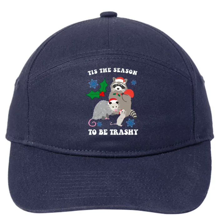 Tis The Season To Be Trashy Funny Raccoon Christmas 7-Panel Snapback Hat