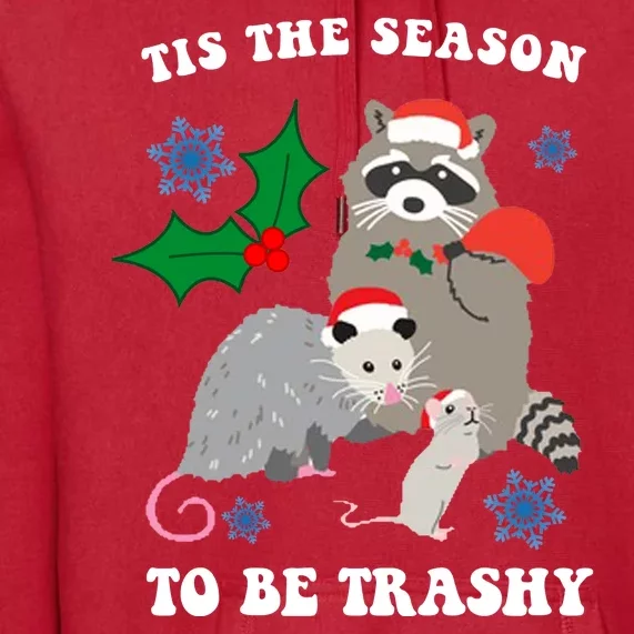 Tis The Season To Be Trashy Funny Raccoon Christmas Premium Hoodie