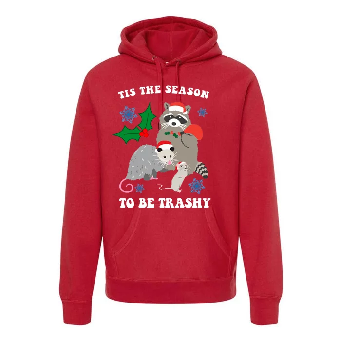 Tis The Season To Be Trashy Funny Raccoon Christmas Premium Hoodie