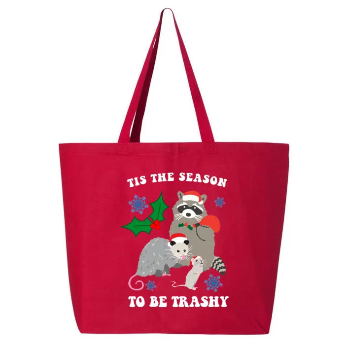 Tis The Season To Be Trashy Funny Raccoon Christmas 25L Jumbo Tote