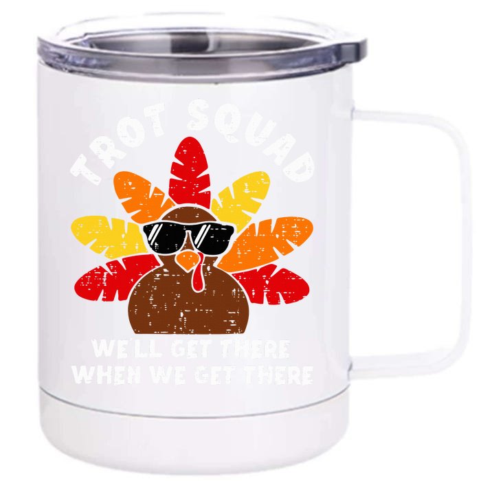 Turkey Trot Squad Race Funny Thanksgiving Running Runner Front & Back 12oz Stainless Steel Tumbler Cup