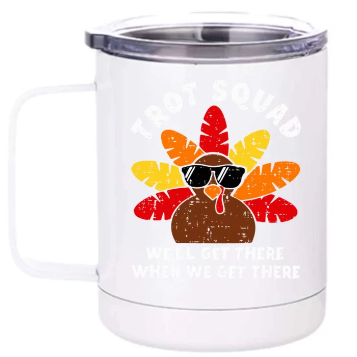 Turkey Trot Squad Race Funny Thanksgiving Running Runner Front & Back 12oz Stainless Steel Tumbler Cup