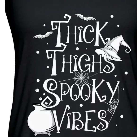 Thick Thighs Spooky Vibes Halloween Party Gym Workout Witch Ladies Essential Flowy Tank