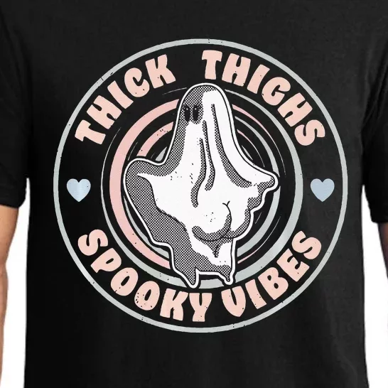 Thick Thighs Spooky Vibes Funny Halloween Ghost Pastel Goth Pajama Set