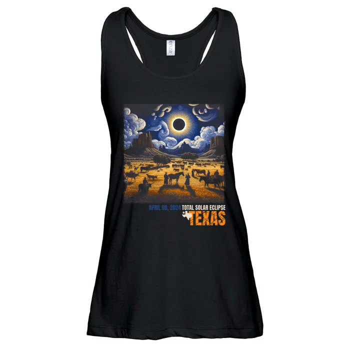 Texas Total Solar Eclipse Retro April 8 2024 Astronomy Ladies Essential Flowy Tank