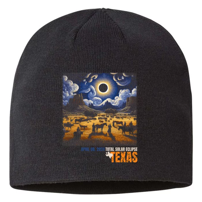 Texas Total Solar Eclipse Retro April 8 2024 Astronomy 8 1/2in Sustainable Knit Beanie