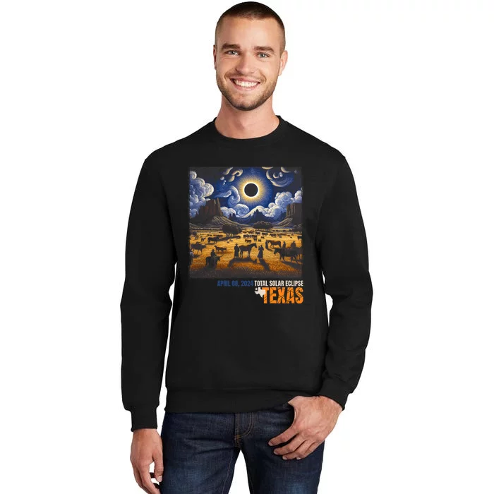 Texas Total Solar Eclipse Retro April 8 2024 Astronomy Tall Sweatshirt