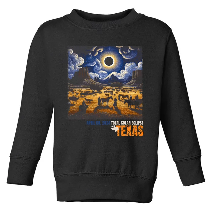 Texas Total Solar Eclipse Retro April 8 2024 Astronomy Toddler Sweatshirt