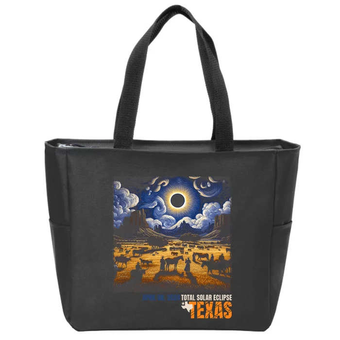 Texas Total Solar Eclipse Retro April 8 2024 Astronomy Zip Tote Bag