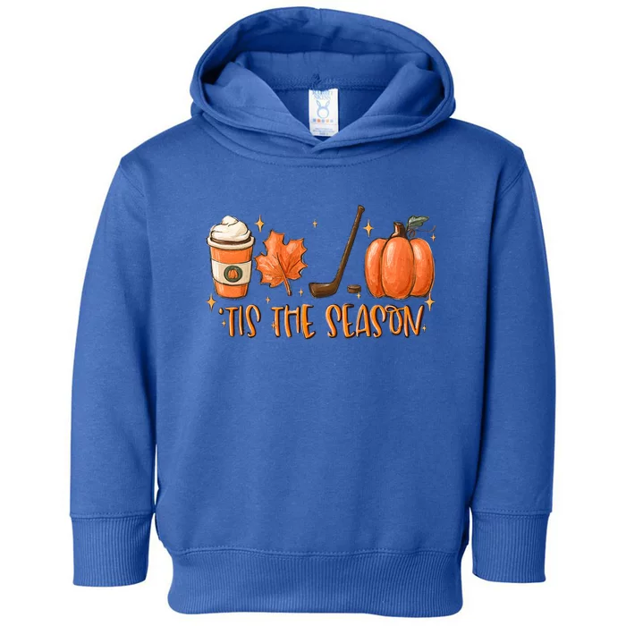 Tis The Season Hockey Latte Leaves Hello Pumpkin Halloween Cool Gift Toddler Hoodie