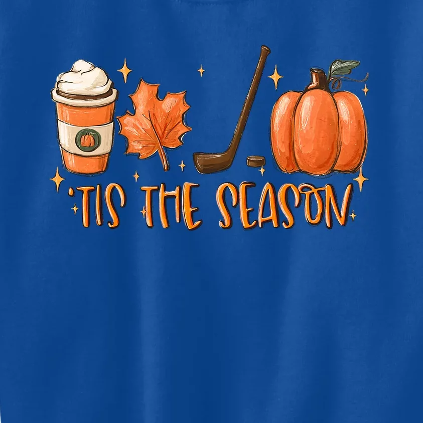 Tis The Season Hockey Latte Leaves Hello Pumpkin Halloween Cool Gift Kids Sweatshirt