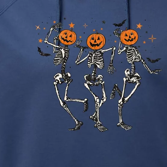 Tis The Season To Be Spooky Fall Halloween Dancing Skeleton Gift Performance Fleece Hoodie