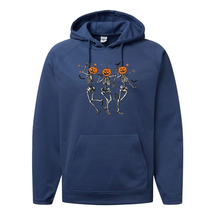 Tis The Season To Be Spooky Fall Halloween Dancing Skeleton Gift Performance Fleece Hoodie