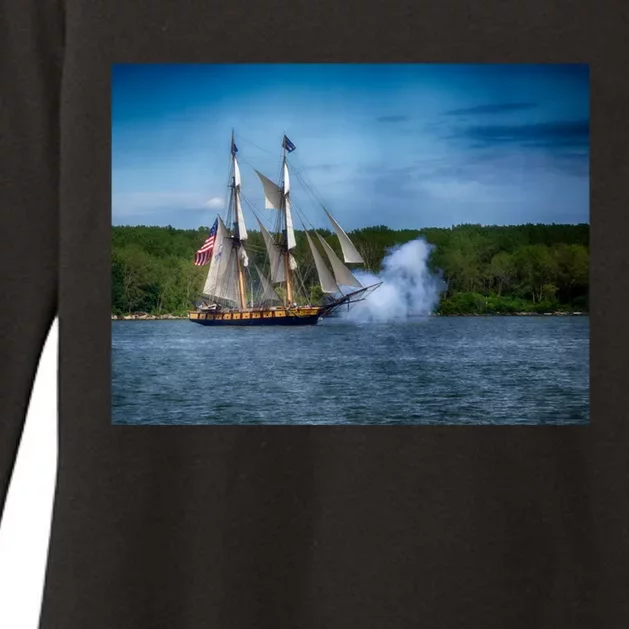 The Tall Ship Niagara With Cannons Womens CVC Long Sleeve Shirt