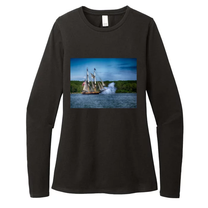 The Tall Ship Niagara With Cannons Womens CVC Long Sleeve Shirt