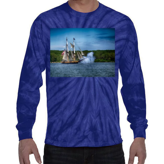 The Tall Ship Niagara With Cannons Tie-Dye Long Sleeve Shirt