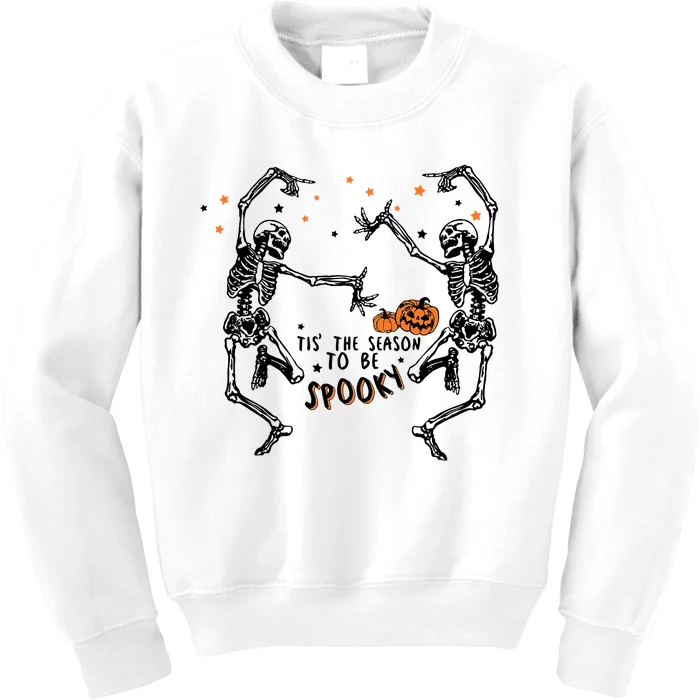 Tis The Season To Be Spooky Halloween Dancing Skeletons Kids Sweatshirt