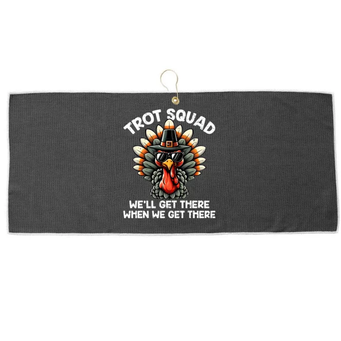 Turkey Trot Squad Funny Thanksgiving Running Costume Large Microfiber Waffle Golf Towel