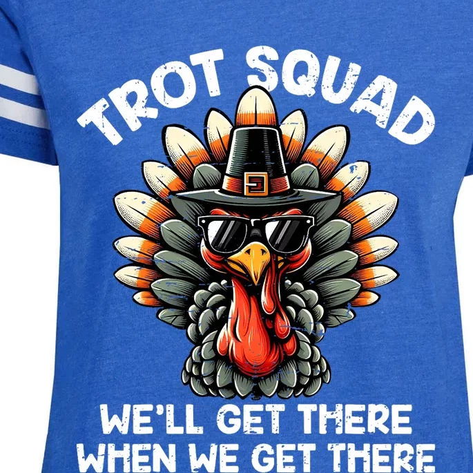 Turkey Trot Squad Funny Thanksgiving Running Costume Enza Ladies Jersey Football T-Shirt