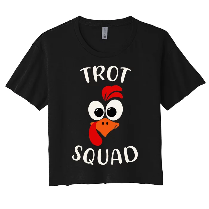 Turkey Trot Squad Funny Thanksgiving Day Running Costume Women's Crop Top Tee