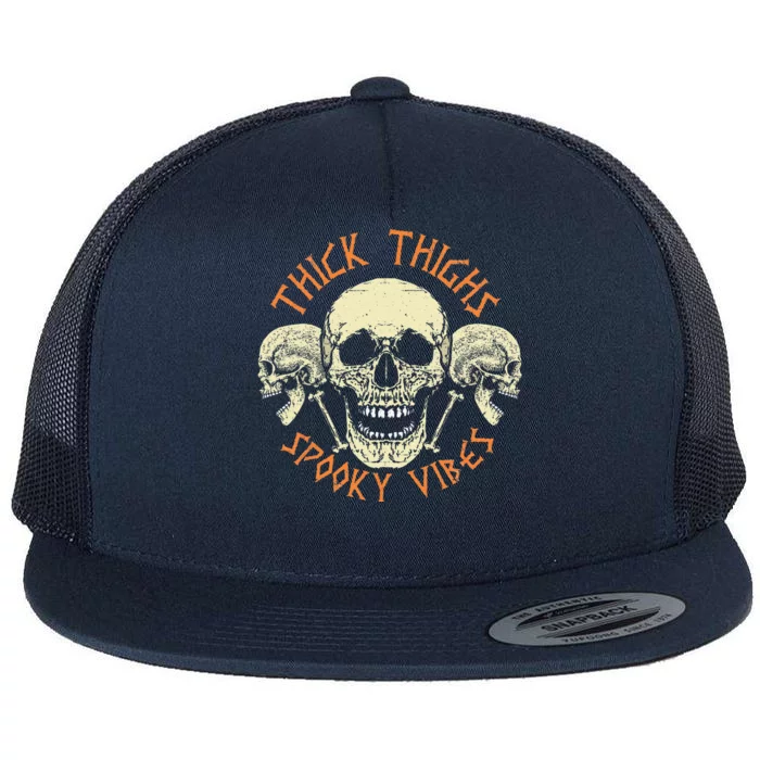 Thick Thighs & Spooky Vibes Halloween Costume Flat Bill Trucker Hat