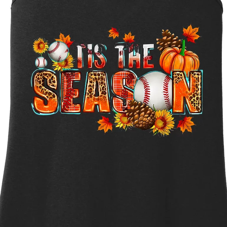 Tis The Season Baseball Fall Season Thanksgiving Pumpkin Ladies Essential Tank