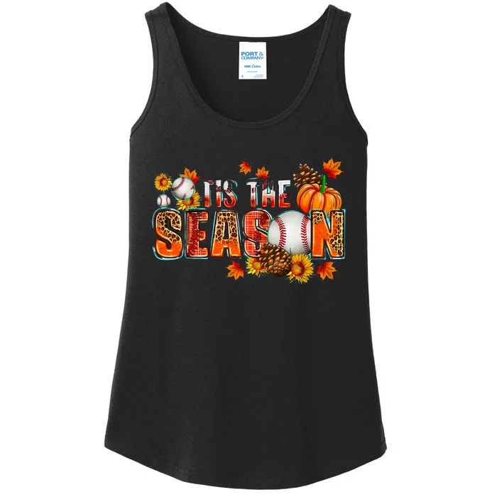 Tis The Season Baseball Fall Season Thanksgiving Pumpkin Ladies Essential Tank