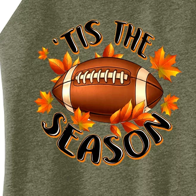 Tis The Season Pumpkin Leaf Fall Thanksgiving Football Women’s Perfect Tri Rocker Tank