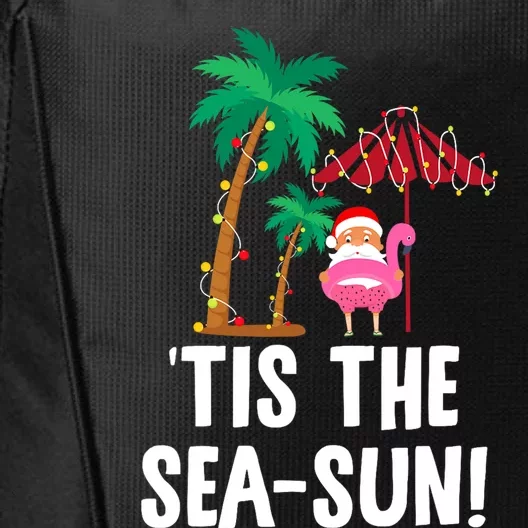 Tis the SeaSun Tropical Christmas Season Santa Flamingo Fan City Backpack