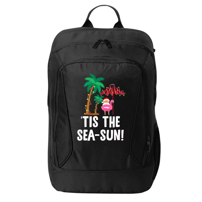 Tis the SeaSun Tropical Christmas Season Santa Flamingo Fan City Backpack