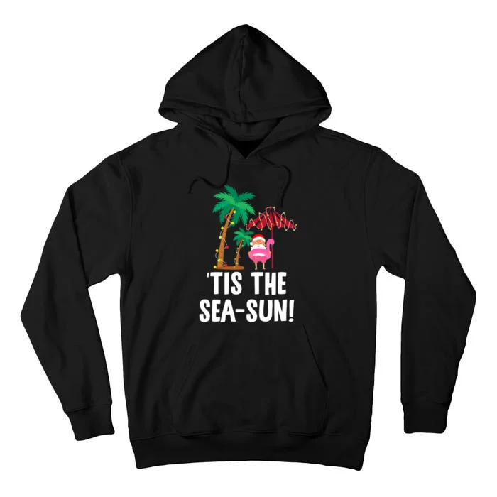 Tis the SeaSun Tropical Christmas Season Santa Flamingo Fan Tall Hoodie